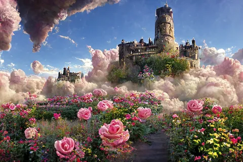 Castelo cercado de rosas