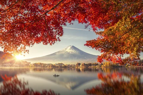 山梨 河口湖と富士山