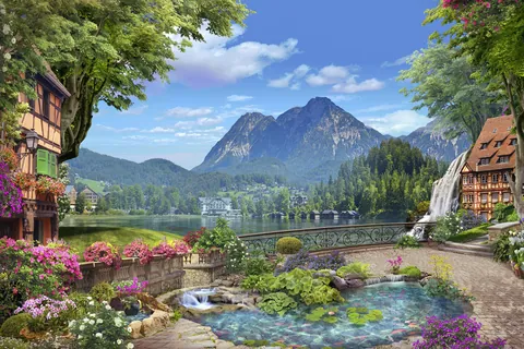 花開庭園與湖之詩