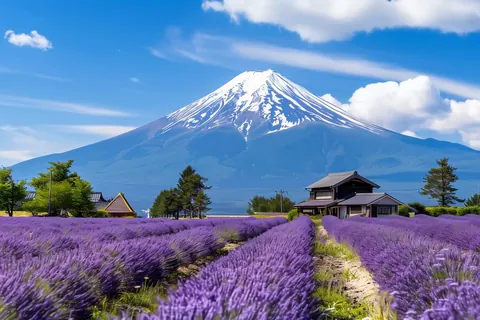 夏: 富士山とラベンダー畑