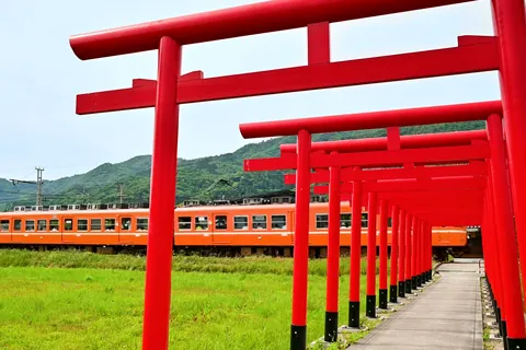 鳥居がある田園風景 / 島根県
